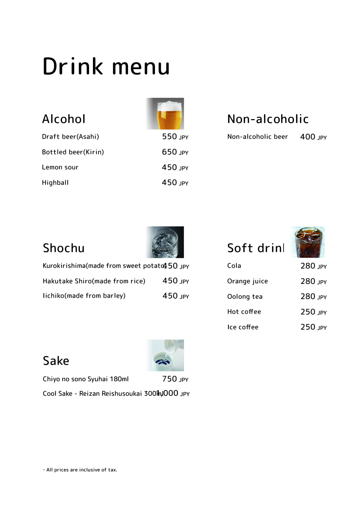 Unakita Yamaga store menu